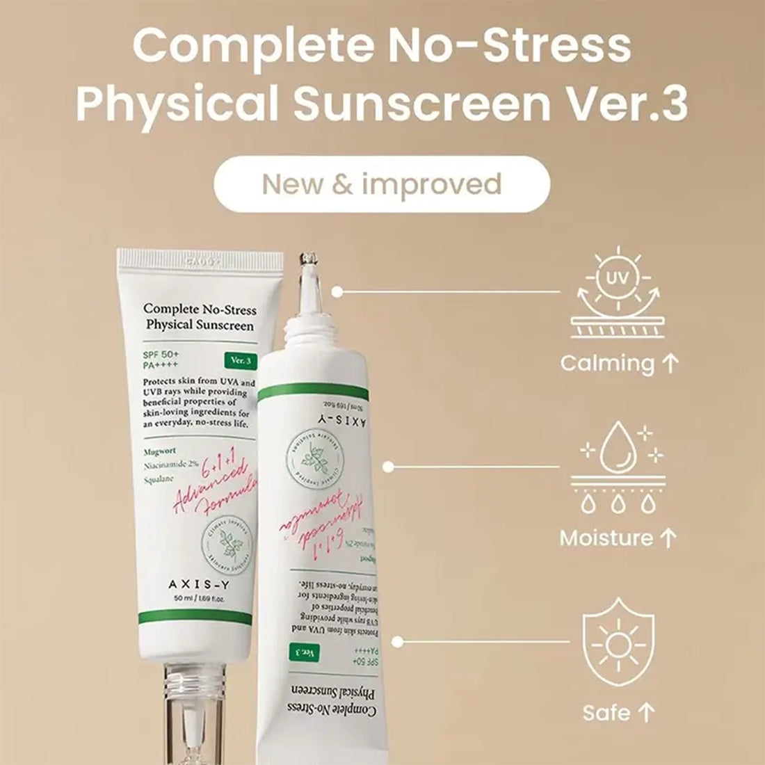 AXIS-Y Complete No-Stress Physical Sunscreen SPF50+