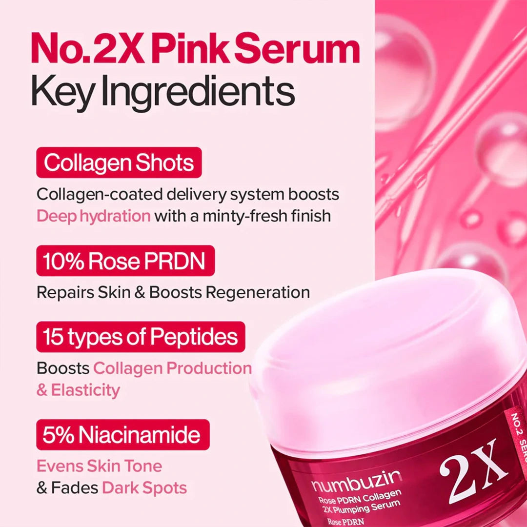 numbuzin No. 2 Rose PDRN Collagen 2x Plumping Serum