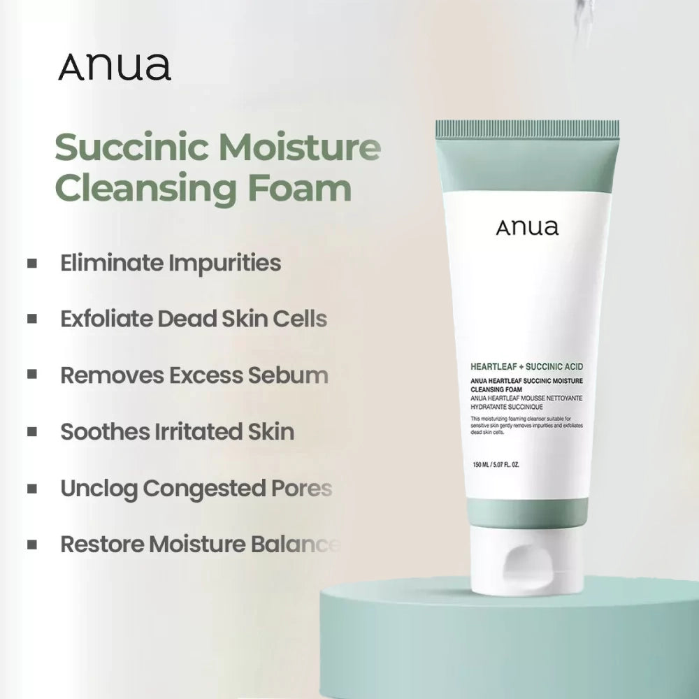 Anua Heartleaf Succinic Moisture Cleansing Foam