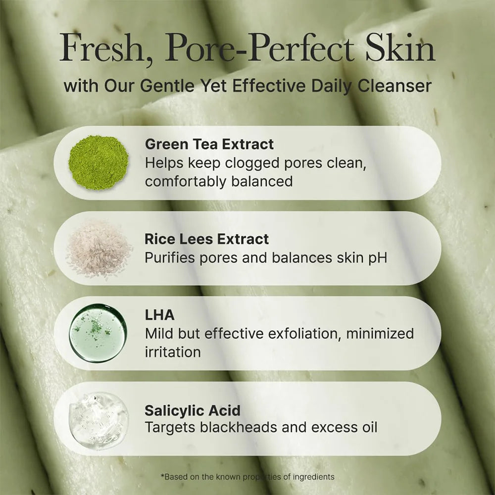 Arencia Green Tea + LHA Deep Pore Rice Cake Cleanser