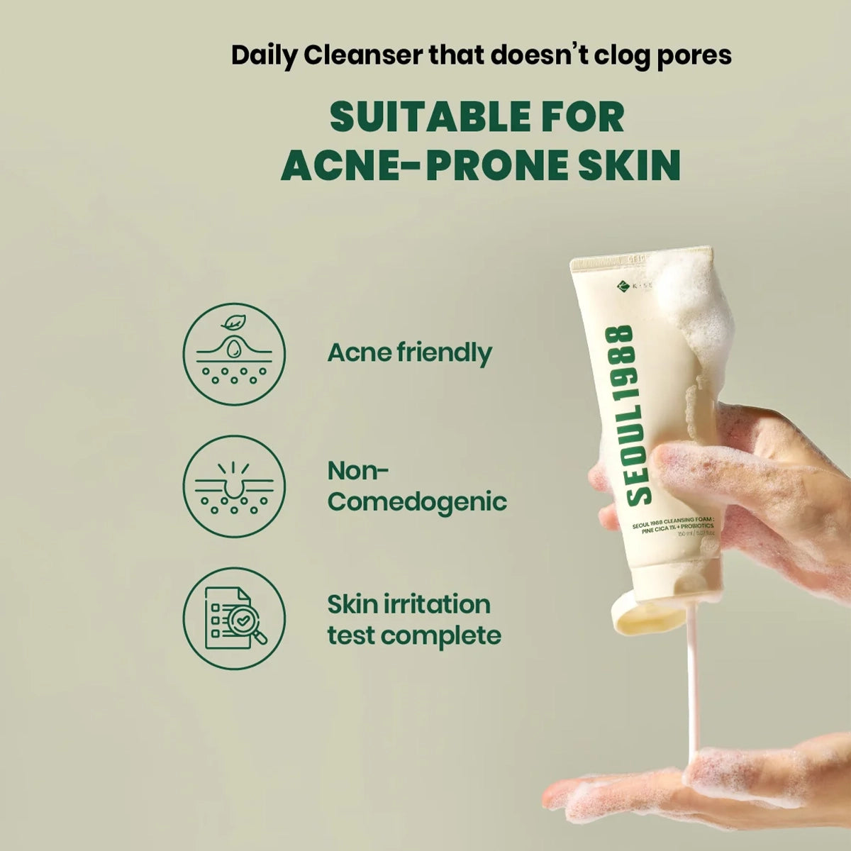 SEOUL 1988 Cleansing Foam : Pine Cica 1% + Probiotics