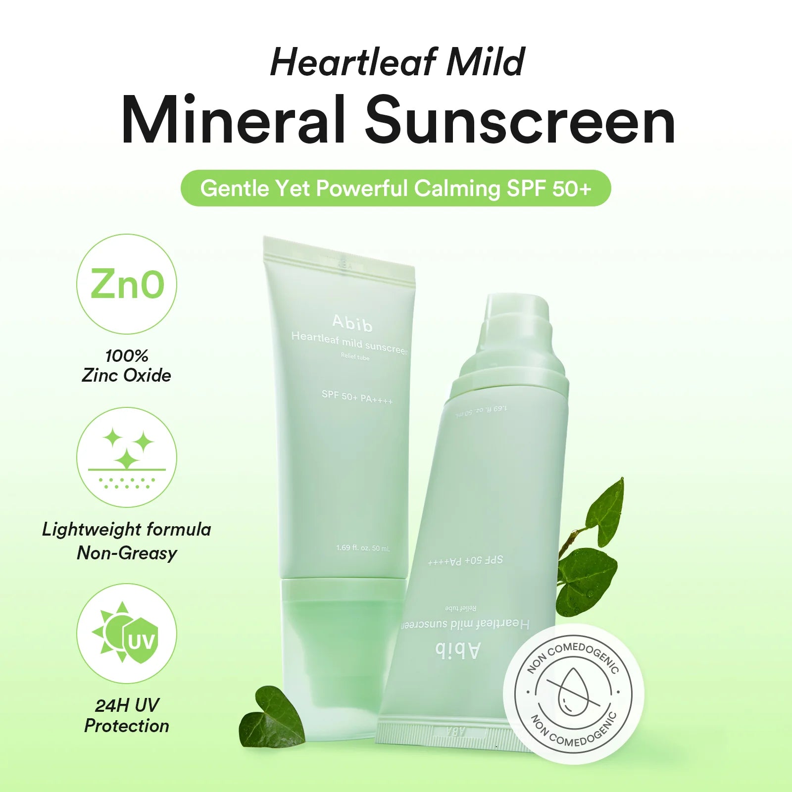 Abib Heartleaf Mild Sunscreen Relief Tube SPF50+ PA++++